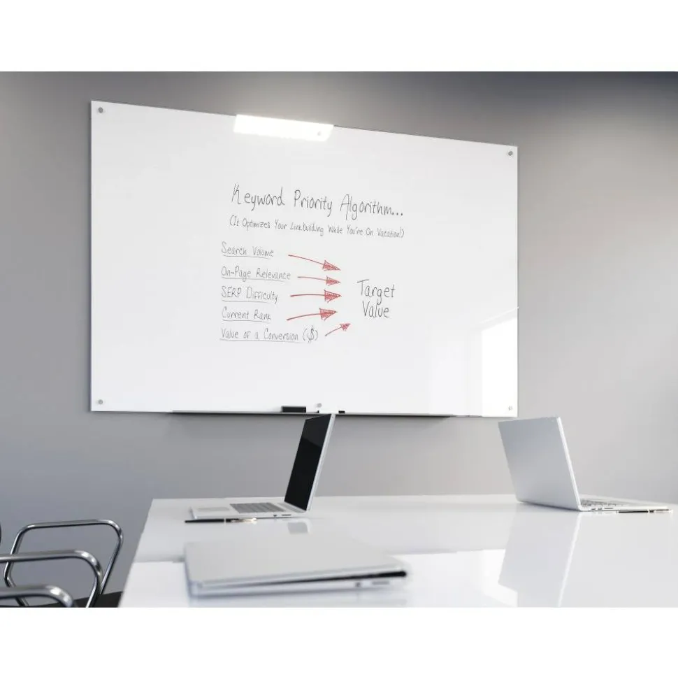 WorkPro Magnetic Glass Unframed Dry-Erase Whiteboard, 72" x 48", White