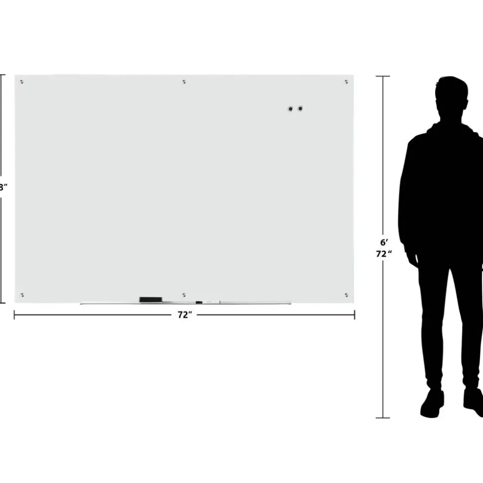 WorkPro Magnetic Glass Unframed Dry-Erase Whiteboard, 72" x 48", White