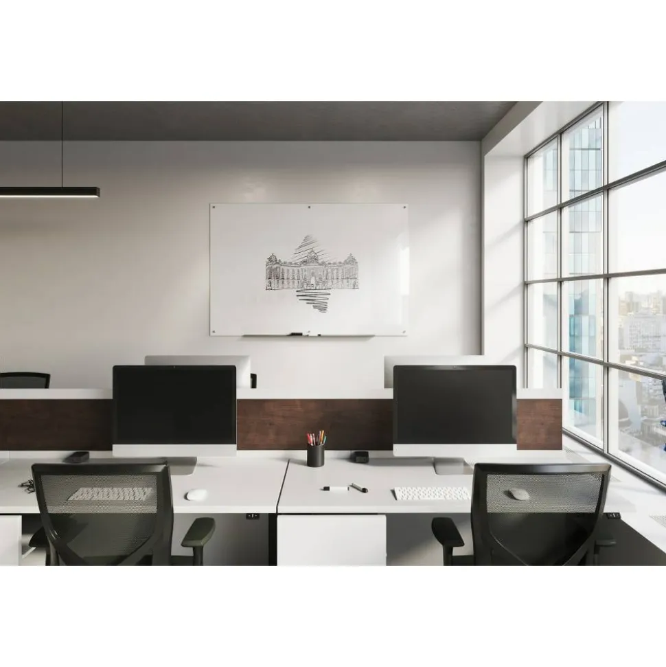 WorkPro Magnetic Glass Unframed Dry-Erase Whiteboard, 72" x 48", White