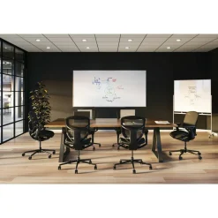 WorkPro Porcelain Magnetic Dry-Erase Whiteboard, 48" x 96", Aluminum Frame With Titanium Finish