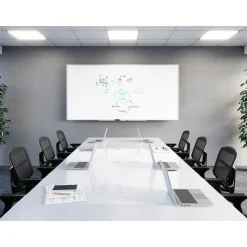 WorkPro Porcelain Magnetic Dry-Erase Whiteboard, 48" x 96", Aluminum Frame With Titanium Finish