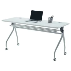 WorkPro AnyPlace Flip-Top Nesting Training Table, 29-1/2"H x 60"W x 24"D, Light Gray/Silver