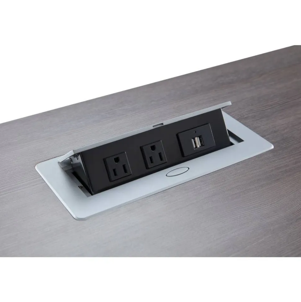 WorkPro AnyPlace Flip-Top Nesting Training Table With Modesty Panel, 60"W x 29-1/2"H x 24"D, Gray/Silver