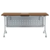 WorkPro AnyPlace Flip-Top Nesting Training Table With Modesty Panel, 60"W x 29-1/2"H x 24"D, Walnut/Silver
