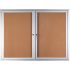WorkPro Enclosed Double-Door Cork Bulletin Board, 36