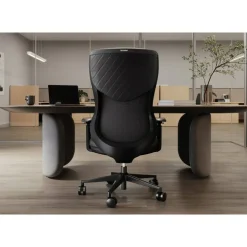 WorkPro Fortimo Ergonomic Mesh/Vegan Leather High-Back Executive Chair, Black/Black, BIFMA Compliant