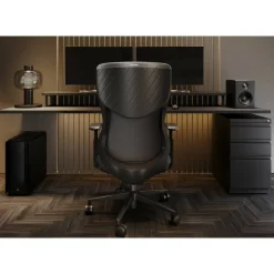 WorkPro Fortimo Ergonomic Mesh/Vegan Leather High-Back Executive Chair, Black/Black, BIFMA Compliant