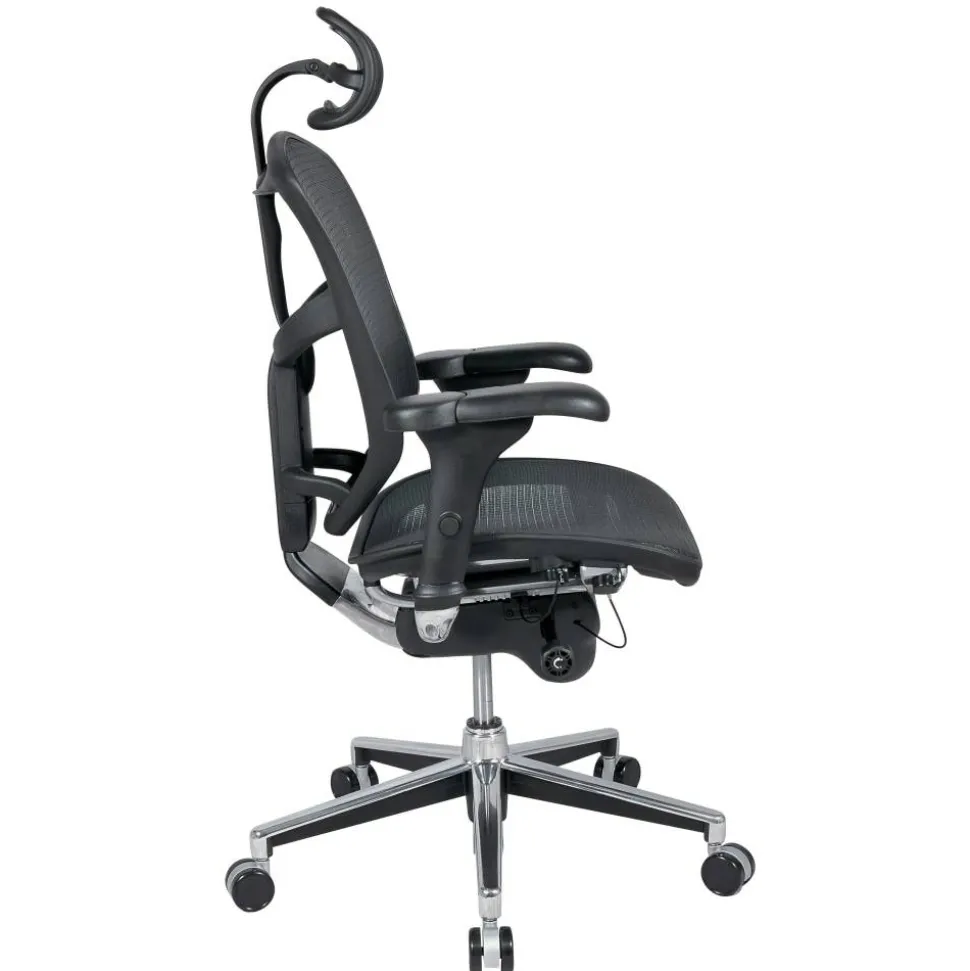 WorkPro Quantum 9000 Series Ergonomic Mesh Adjustable-Back Office Chair With Headrest, Black, BIFMA Compliant