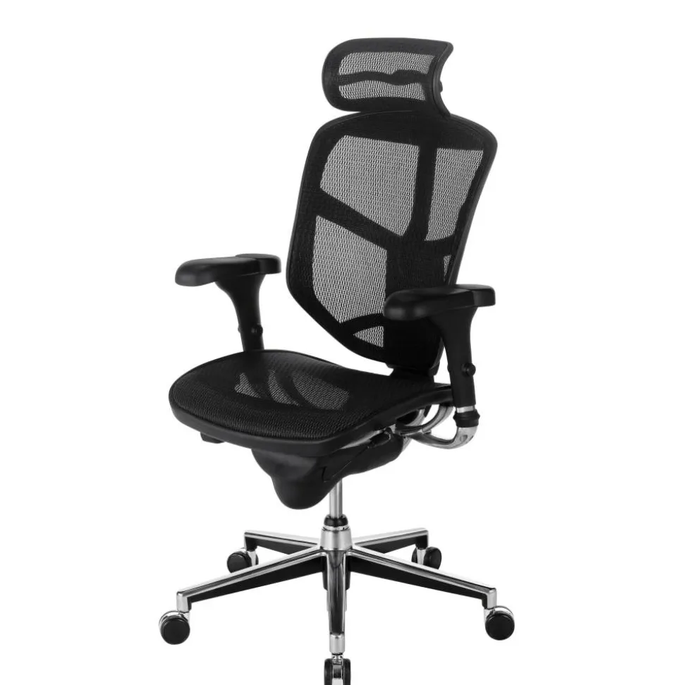 WorkPro Quantum 9000 Series Ergonomic Mesh Adjustable-Back Office Chair With Headrest, Black, BIFMA Compliant