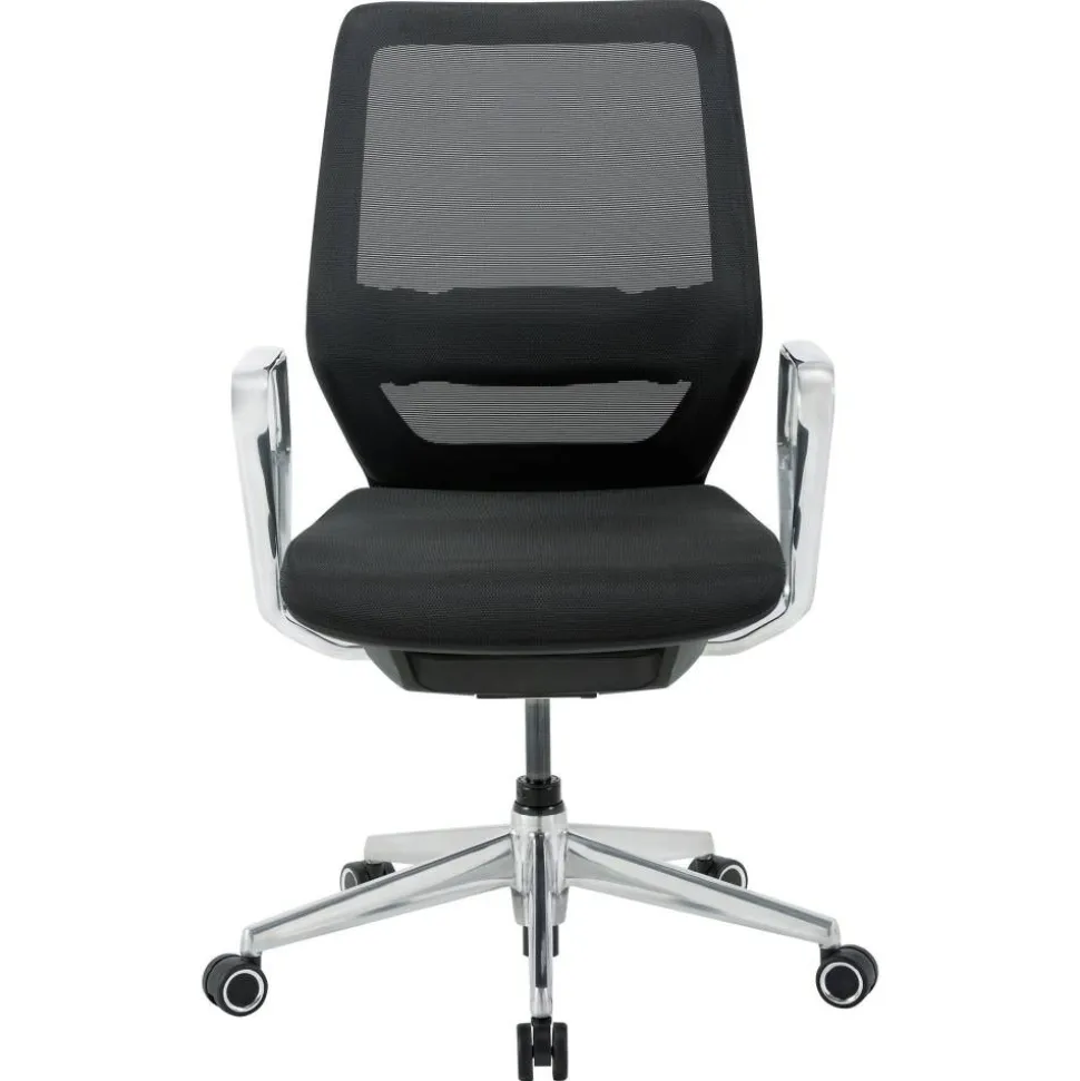 WorkPro Sentrix Ergonomic Mesh/Mesh Mid-Back Manager Office Chair, Fixed Arms, Black, BIFMA Compliant