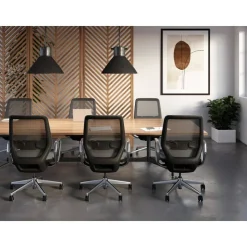WorkPro Sentrix Ergonomic Mesh/Mesh Mid-Back Manager Office Chair, Fixed Arms, Black, BIFMA Compliant