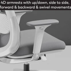 WorkPro Uomo Ergonomic Mesh/Fabric Mid-Back Office Chair, White/Gray, BIFMA Compliant