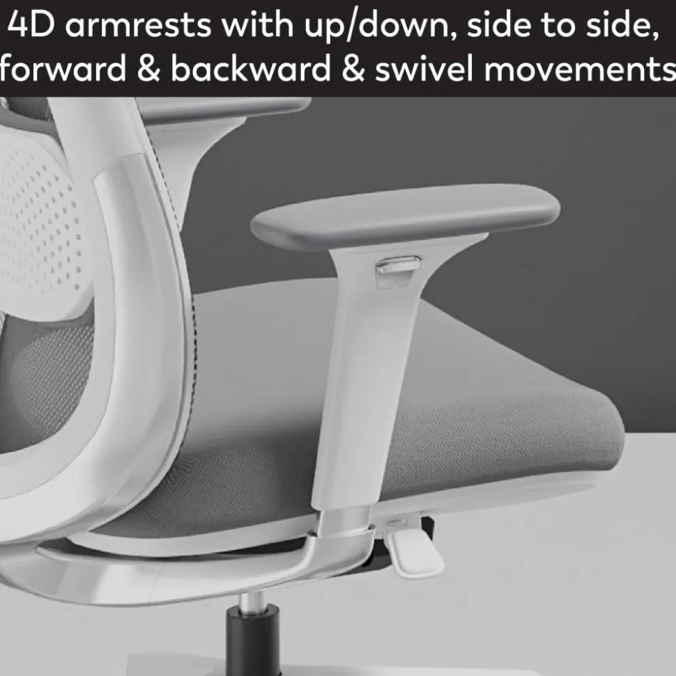 WorkPro Uomo Ergonomic Mesh/Fabric Mid-Back Office Chair, White/Gray, BIFMA Compliant