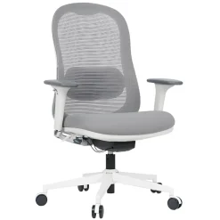 WorkPro Uomo Ergonomic Mesh/Fabric Mid-Back Office Chair, White/Gray, BIFMA Compliant
