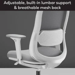 WorkPro Uomo Ergonomic Mesh/Fabric Mid-Back Office Chair, White/Gray, BIFMA Compliant