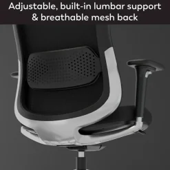 WorkPro Uomo Ergonomic Mesh/Fabric Mid-Back Office Chair, Black/Chrome, BIFMA Compliant