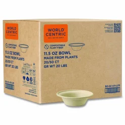 World Centric Fiber Bowls, 11.5 oz, 6 x 6 x 1.7, Natural, Paper, 1,000/Carton
