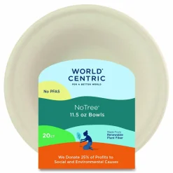 World Centric Fiber Bowls, 20 oz, 6 x 6 x 1.7, Natural, 20/Pack