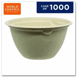 World Centric Fiber Bowls, 6 oz, 3.5 x 3.5 x 2, Natural, Paper, 1,000/Carton