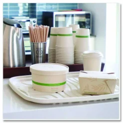 World Centric Fiber Foodservice Trays, PLA Lined, PFAS Free, 18 x 14 x 1, Natural, Paper, 100/Carton