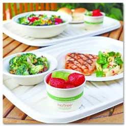 World Centric Fiber Foodservice Trays, PLA Lined, PFAS Free, 18 x 14 x 1, Natural, Paper, 100/Carton