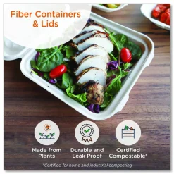 World Centric Fiber Foodservice Trays, PLA Lined, PFAS Free, 18 x 14 x 1, Natural, Paper, 100/Carton