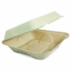 World Centric Fiber Hinged Takeout Containers, 7 x 8.3 x 3.2, Natural, Paper, 300/Carton