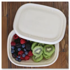 World Centric Fiber Lids for Fiber Containers, 8.9 x 6.9 x 0.4, Natural, Paper, 400/Carton