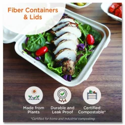 World Centric Fiber Lids for Fiber Containers, 8.9 x 6.9 x 0.4, Natural, Paper, 400/Carton