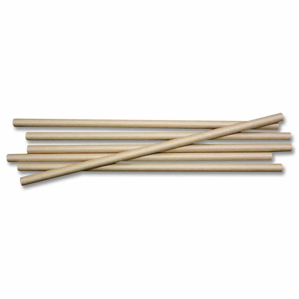 World Centric Kraft Paper Straws, 8", Brown, 50/Pack