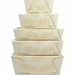 World Centric No Tree Folded Takeout Containers, 50 oz, 6.2 x 8.5 x 1.85, Natural, Sugarcane, 200/Carton