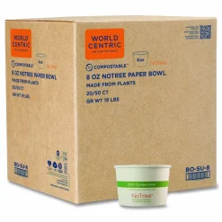 World Centric No Tree Paper Bowls, 8 oz, 3.4
