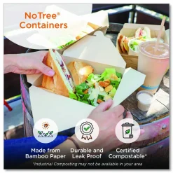World Centric No Tree Rectangular Containers, 32 oz, 4.7 x 6.8 x 3, Natural, Sugarcane, 300/Carton