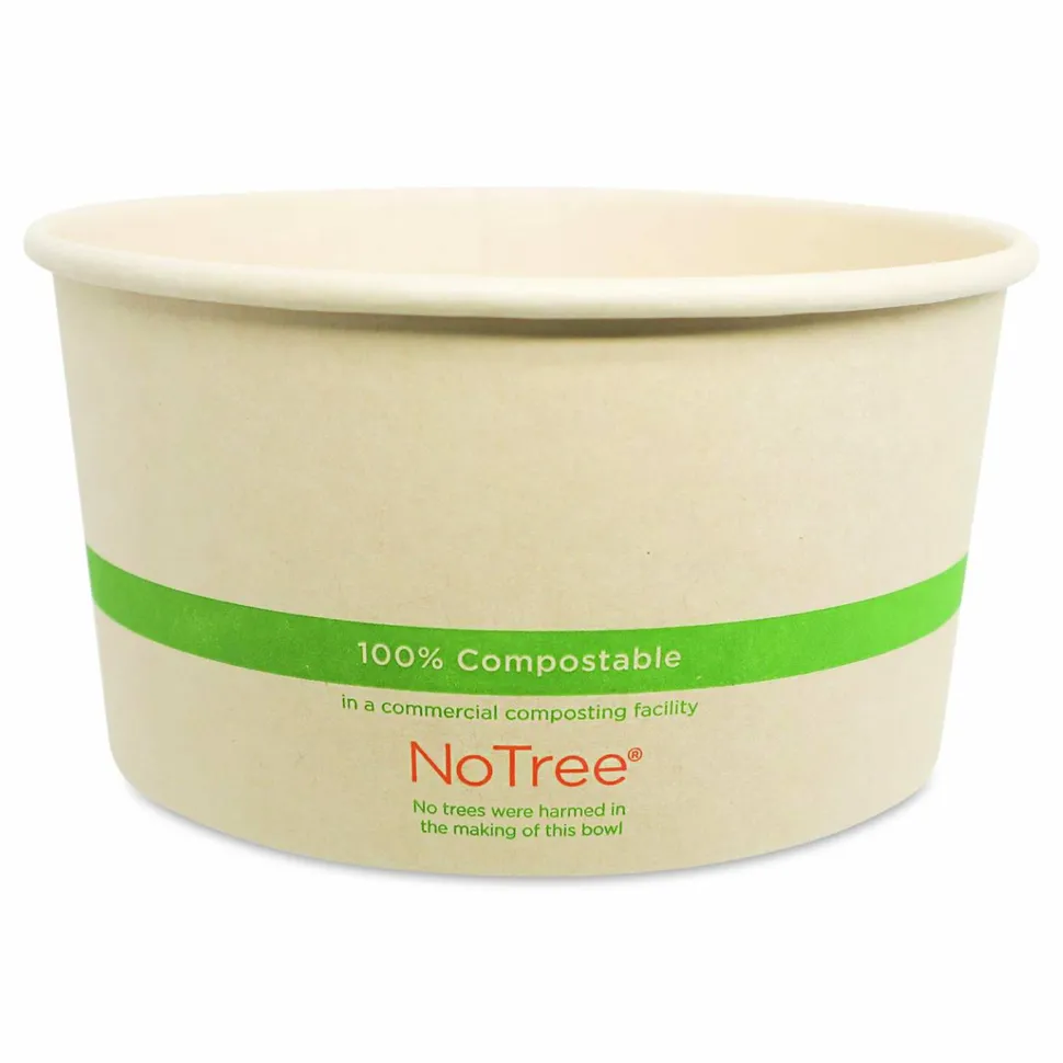 World Centric No Tree Wide Paper Bowls, 32 oz, 5.9" Diameter x 3.1"h, Natural, Sugarcane, 300/Carton