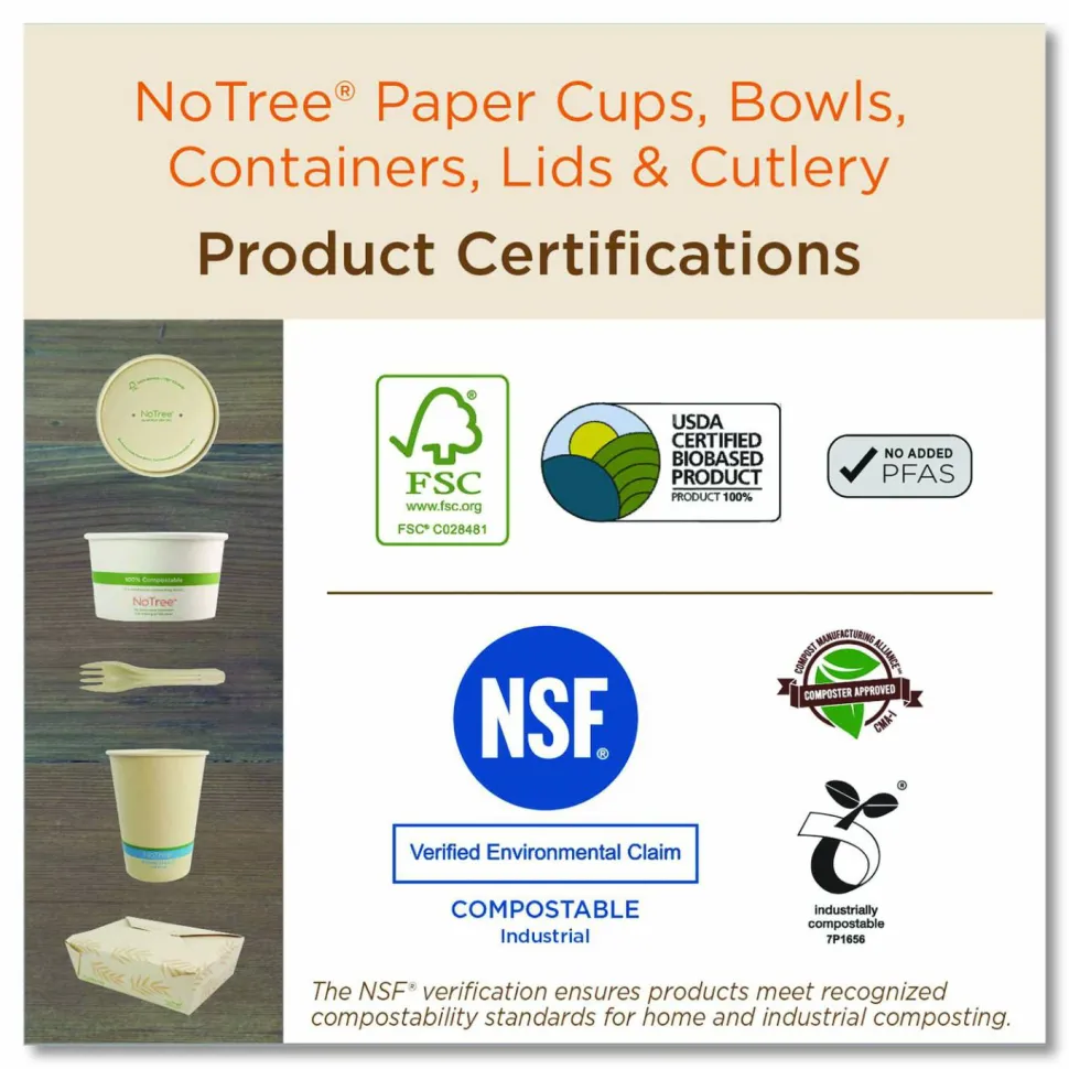 World Centric NoTree Paper Hot Cups, 12 oz, Natural, 1,000/Carton