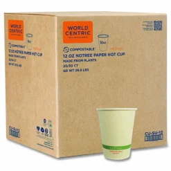 World Centric NoTree Paper Hot Cups, 12 oz, Natural, 1,000/Carton