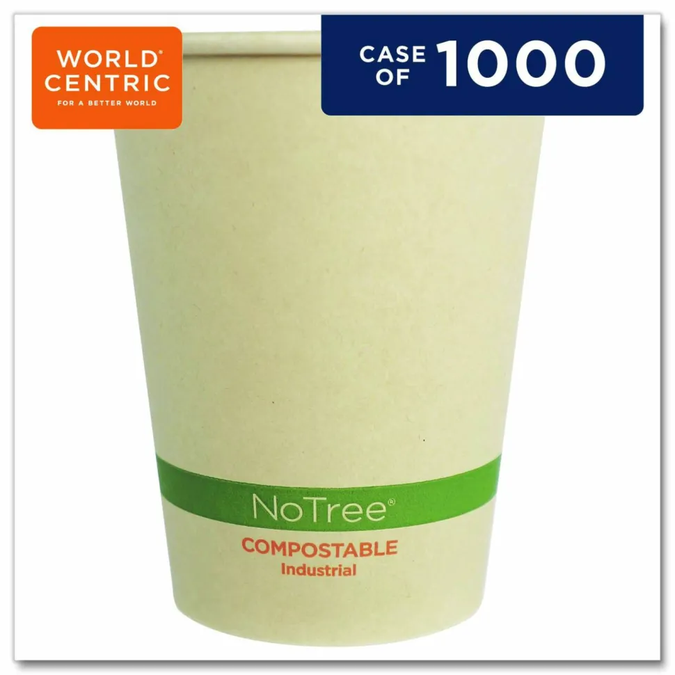 World Centric NoTree Paper Hot Cups, 12 oz, Natural, 1,000/Carton