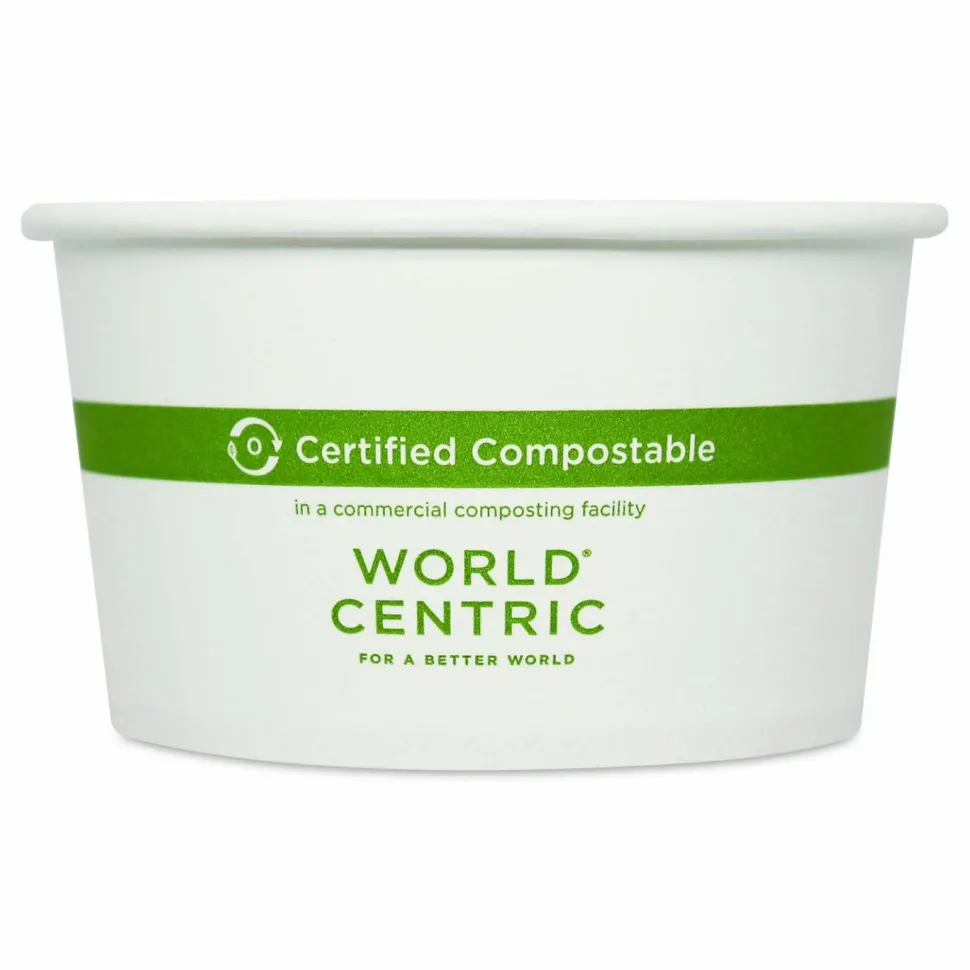 World Centric Paper Bowls, 12 oz, 4.5" Diameter x 2.5"h, White, 500/Carton