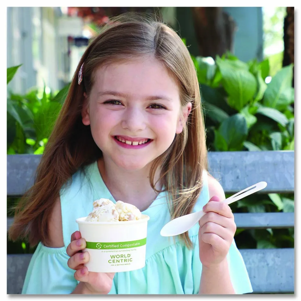 World Centric Paper Bowls, 8 oz, 3.5" Diameter x 2.3"h, White, 1,000/Carton