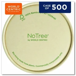 World Centric Paper Lids for Bowls, 3.6" Diameter, Brown, 500/Carton