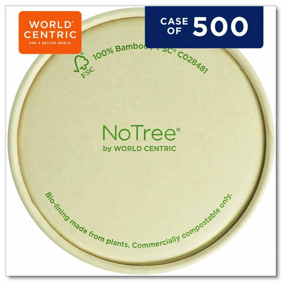 World Centric Paper Lids for Bowls, 3.6" Diameter, Brown, 500/Carton