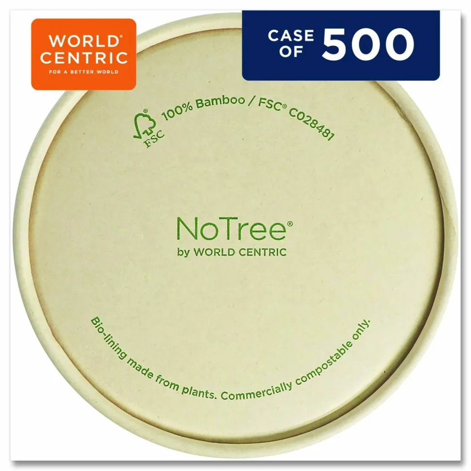 World Centric Paper Lids for Bowls, 4.6" Diameter, Brown, 500/Carton