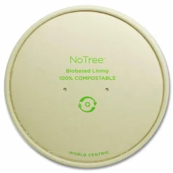 World Centric Paper Lids for Bowls. 5.9" Diameter, Natural, 300/Carton