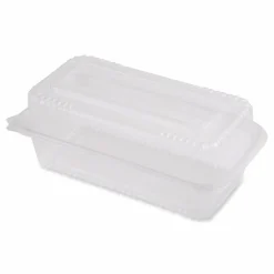 World Centric PLA Hinged Clamshells, 23 oz, 4.9 x 9 x 3.5, Clear, Plastic, 200/Carton