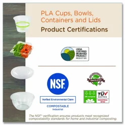 World Centric PLA Hinged Clamshells, 46 oz, 8.3 x 8.6 x 3.1, Clear, Plastic, 300/Carton