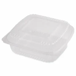 World Centric PLA Hinged Clamshells, 46 oz, 8.3 x 8.6 x 3.1, Clear, Plastic, 300/Carton