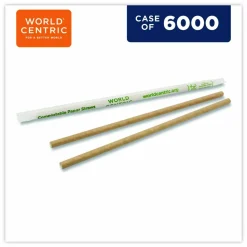World Centric Sustainable Kraft Paper Straws, Wrapped, 8