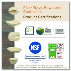 World Centric Fiber Containers, 48 oz, 8.7 x 6.5 x 3.1, Natural, Paper, 400/Carton