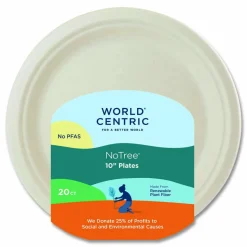 World Centric Fiber Plates, 10" dia, Natural, 20/Pack