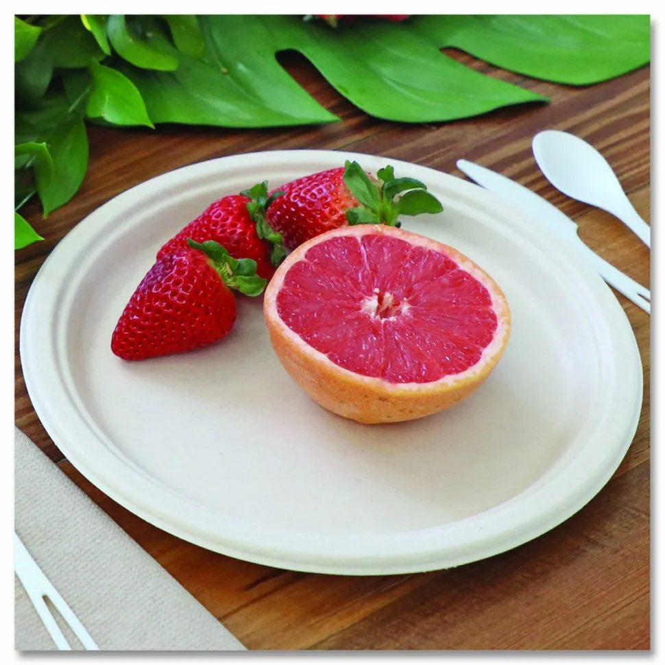 World Centric Fiber Plates, 10" dia, Natural, 20/Pack